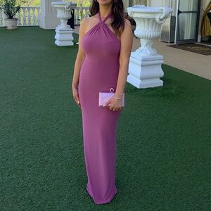Club L London Lilac Halter Maxi Dress